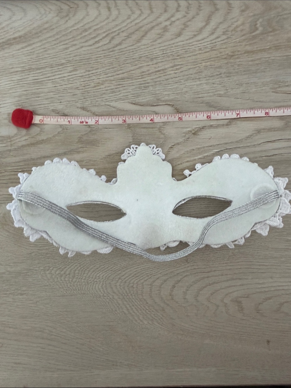 White Lace Masquerade Mask with Rhinestones - Picture 5 of 5